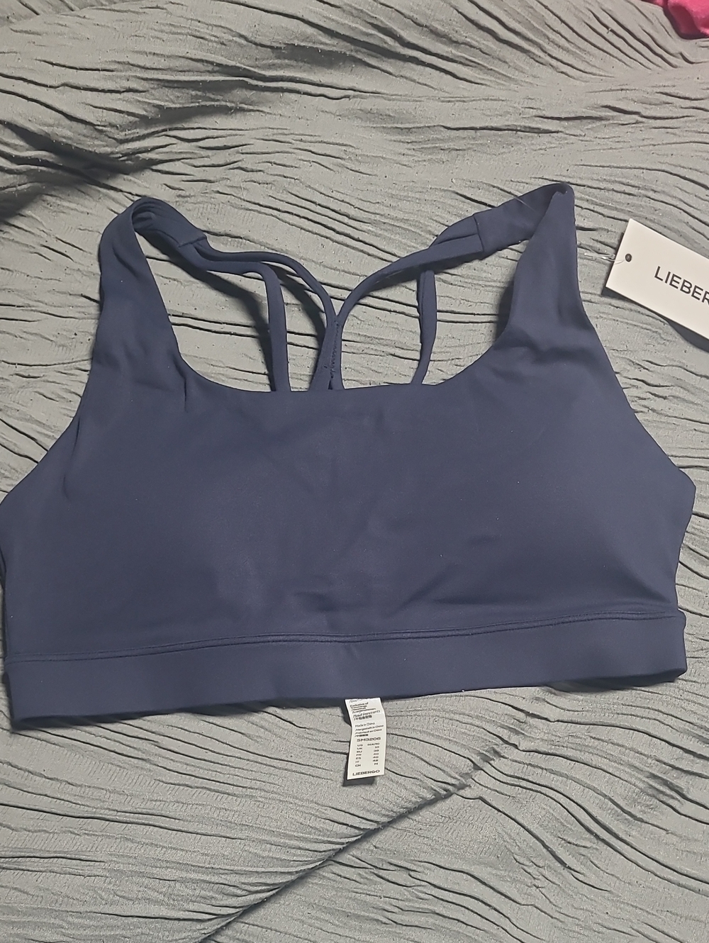 Strappy Navy Performance Sports Bra